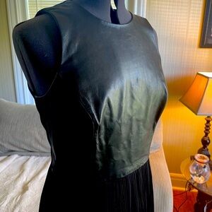Gorgeous Ann Taylor Leather Leather and Chiffon Pleated Maxi Dress